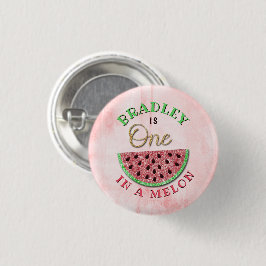 Bóton Redondo 2.54cm Um Em Um primeiro aniversario De Melão