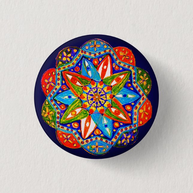 Bóton Redondo 2.54cm Um mandala vibrante  (Frente)