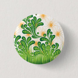 Bóton Redondo 2.54cm Um padrão artístico verde e dourado representando