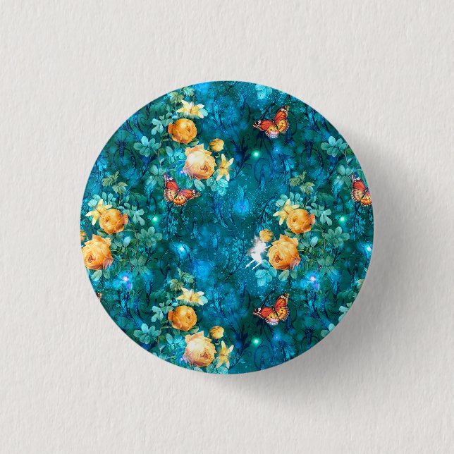 Bóton Redondo 2.54cm Uma Fada na Série Jardim Design 11 (Frente)