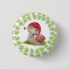 Bóton Redondo 2.54cm Uma mosca florestal colorida e um caracol