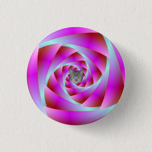 Bóton Redondo 2.54cm Uma torção de azul e rosa (Frente)