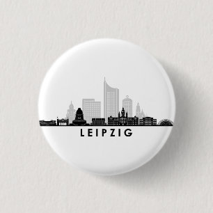 Bóton Redondo 2.54cm Universidade de LEIPZIG Alemanha City Skyline Silh