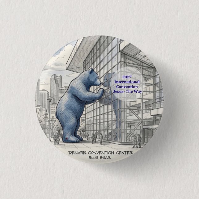 Bóton Redondo 2.54cm Urso Azul Broche (Frente)