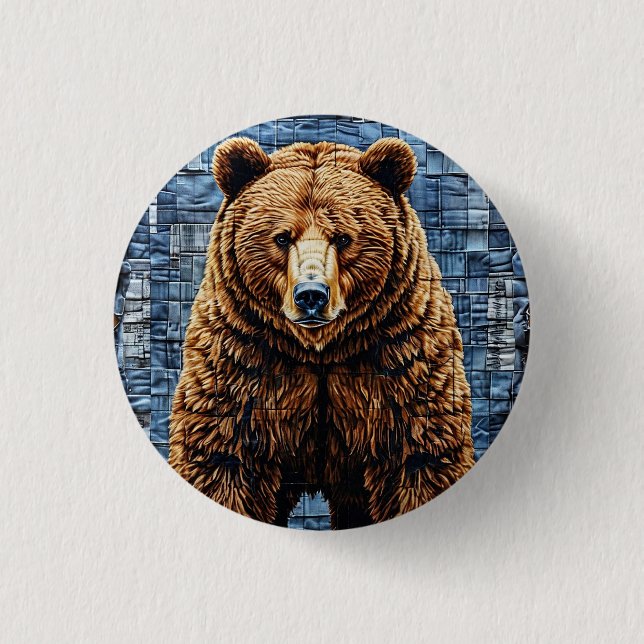 Bóton Redondo 2.54cm Urso cinzento (Frente)