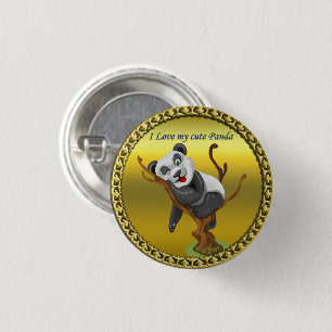 Bóton Redondo 2.54cm Urso panda bonito adorável dormindo em uma árvor