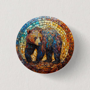 Bóton Redondo 2.54cm Urso Pardo em Design Artístico