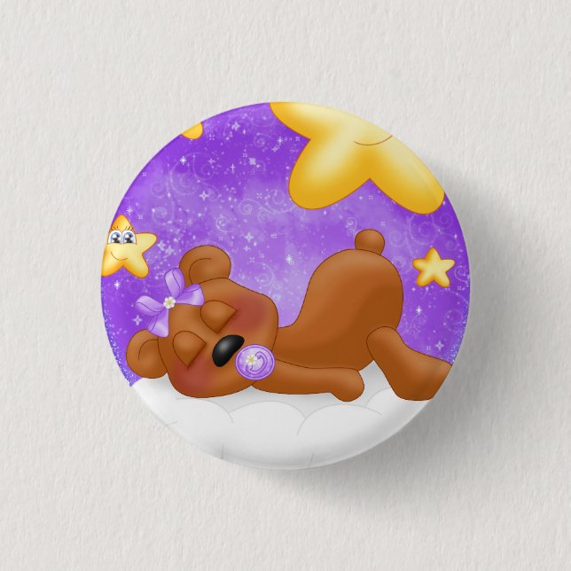 Bóton Redondo 2.54cm Urso roxo (Frente)