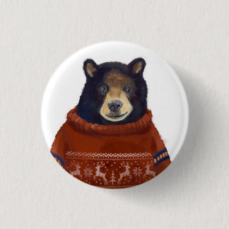 Bóton Redondo 2.54cm Urso vermelho da camisola da rena