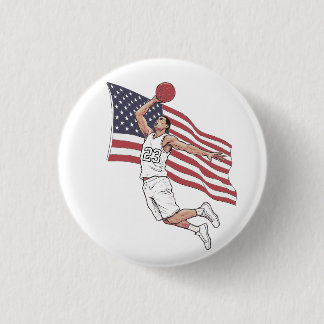 Bóton Redondo 2.54cm USA Basketball Slam Dunk American Flag Color Art