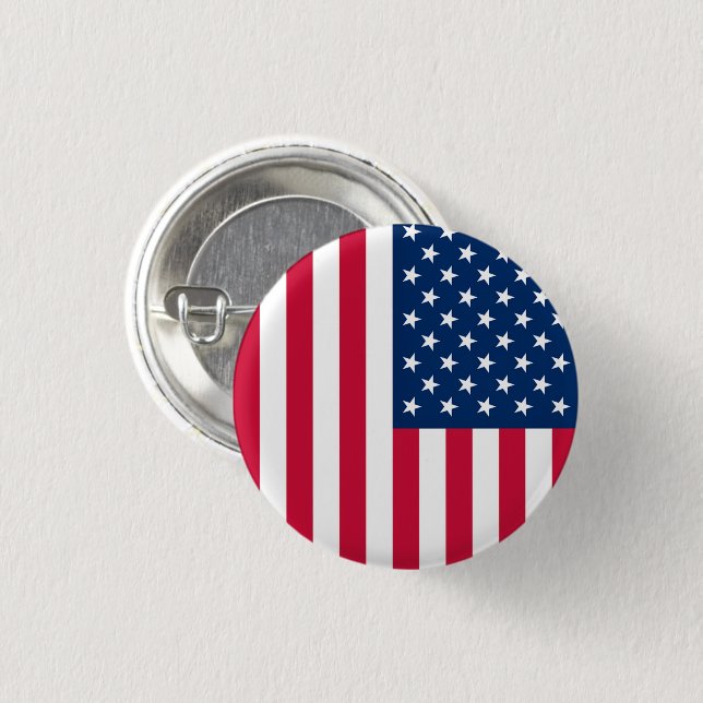 Bóton Redondo 2.54cm USA Flag Button American Flag Patriotic (Frente & Verso)