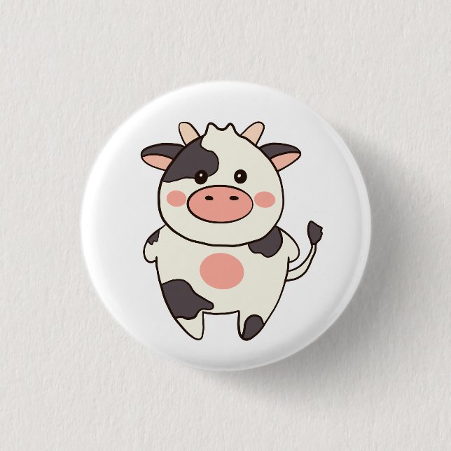 Bóton Redondo 2.54cm Vaca bonitinha de Kawaii (Frente)