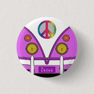 Bóton Redondo 2.54cm Vagão cor-de-rosa do amor, hipster, sinal de paz