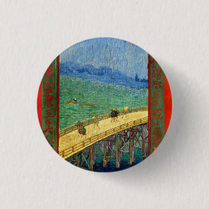 Bóton Redondo 2.54cm Van Gogh A Ponte na Chuva depois de Hiroshige