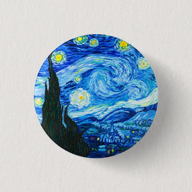 Bóton Redondo 2.54cm Van Gogh Starry Night (Frente)
