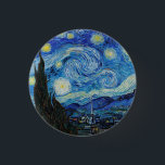 Bóton Redondo 2.54cm Van Gogh Starry Night. Impressionismo arte de vint<br><div class="desc">Botão "A Noite Estrelada" de Van Gogh.</div>