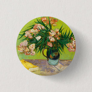 Bóton Redondo 2.54cm Vaso de Vincent Van Gogh com Oleandros e Livros