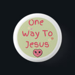 Bóton Redondo 2.54cm Verde, Rosa, Branco, Citando Uma Maneira Para Jesu<br><div class="desc">Verde,  Rosa,  Branco,  Citando Uma Maneira Para Jesus Magnet. Design de afirmação cristã bonita com uma citação do ímã "Uma Maneira para Jesus". Um belo presente para os apaixonados,  membros da igreja da família. Celebrando fé e amor.</div>