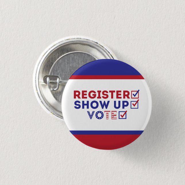 Bóton Redondo 2.54cm Vermelho, Branco e Azul Patriótico (Frente & Verso)