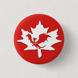 Bóton Redondo 2.54cm Vermelho canadense patriótico do dragão