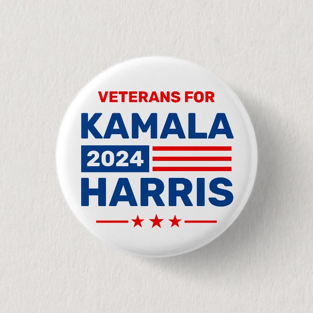 Bóton Redondo 2.54cm Veteranos para Kamala Harris 2024 Eleitores (Frente)