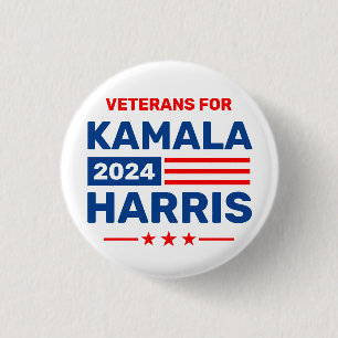 Bóton Redondo 2.54cm Veteranos para Kamala Harris 2024 Eleitores