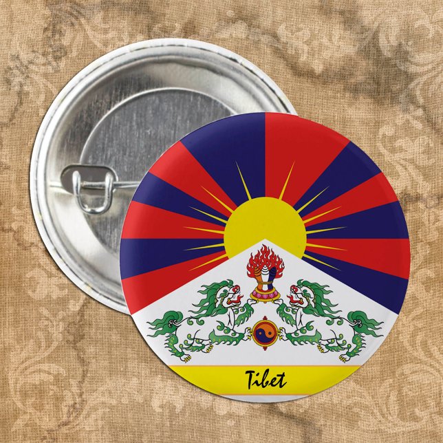 Bóton Redondo 2.54cm Viagem de Moda Tibetana e Bandeira do Tibete / Him (Criador carregado)