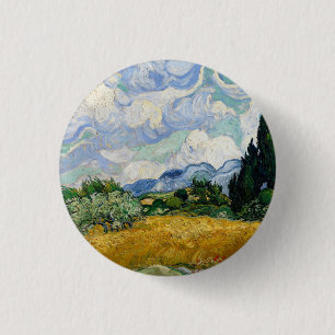 Bóton Redondo 2.54cm Vincent Van Gogh Campos De Trigo Com Cyprestes