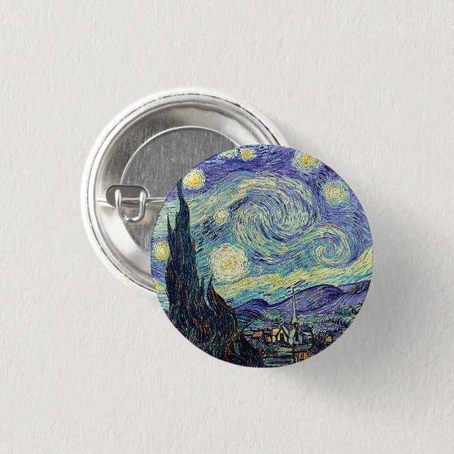 Bóton Redondo 2.54cm Vincent Van Gogh Na Noite Estrelada (Frente & Verso)