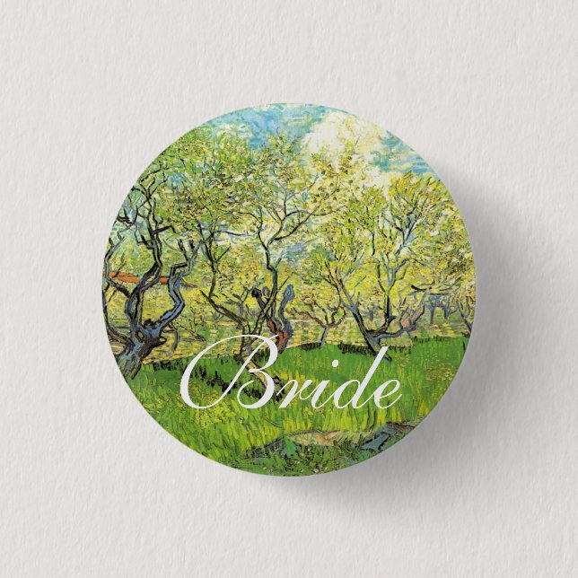 Bóton Redondo 2.54cm Vincent van Gogh,Pomar em Blossom (Frente)