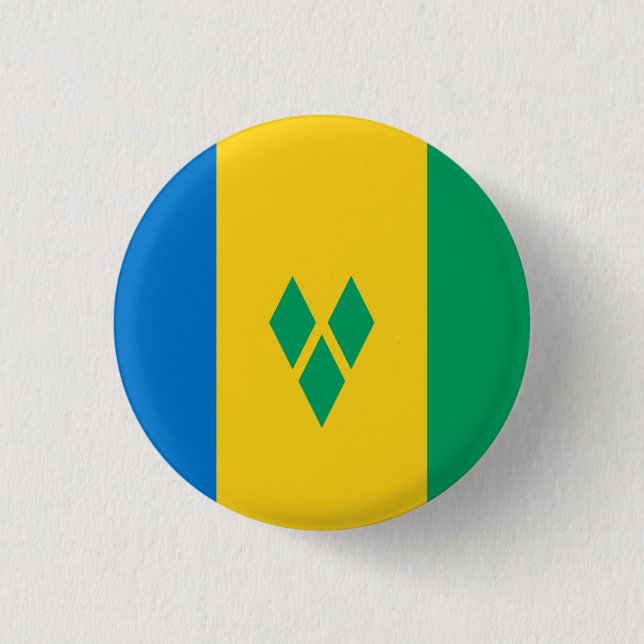 Bóton Redondo 2.54cm Vincy Flag, Bandeira do Santo Vincent & Grenadines (Frente)