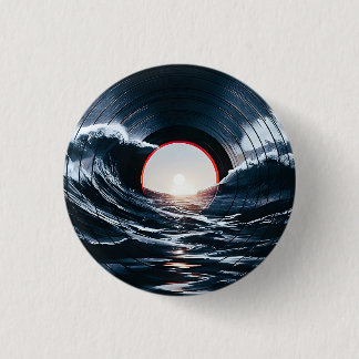 Bóton Redondo 2.54cm Vinil Vintage Onda Surf Música Retro Oceano