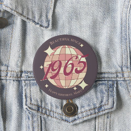 Bóton Redondo 2.54cm Vintage 1965, 60º aniversário, retro roxo