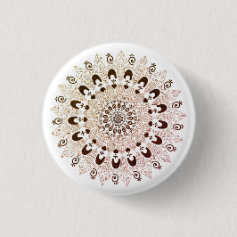 Bóton Redondo 2.54cm Vintage Brown Mandala Flower Design