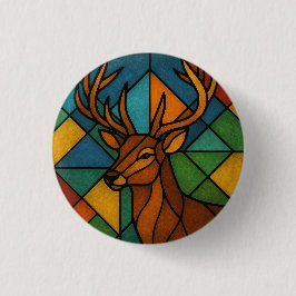 Bóton Redondo 2.54cm Vintage Deer Tiffany Style Stained Glass Design