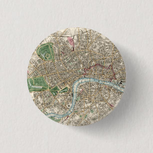 Bóton Redondo 2.54cm Vintage Map of London England (1853)