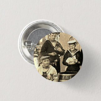 Bóton Redondo 2.54cm Vintage Old Photo 3 Sailors Holding Cats Pinback