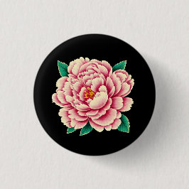 Bóton Redondo 2.54cm Vintage Pink Peony Flower