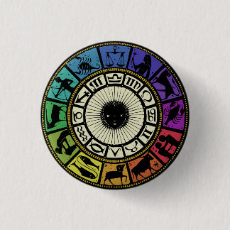 Bóton Redondo 2.54cm Vintage Zodiac Wheel