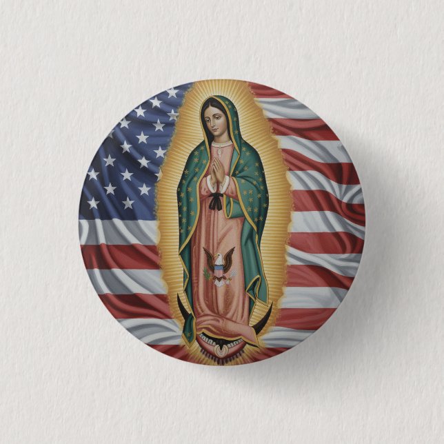 Bóton Redondo 2.54cm Virgem de Guadalupe - EUA (Frente)
