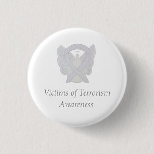 Bóton Redondo 2.54cm Vítimas do Terrorismo Consciência Branca de Fita