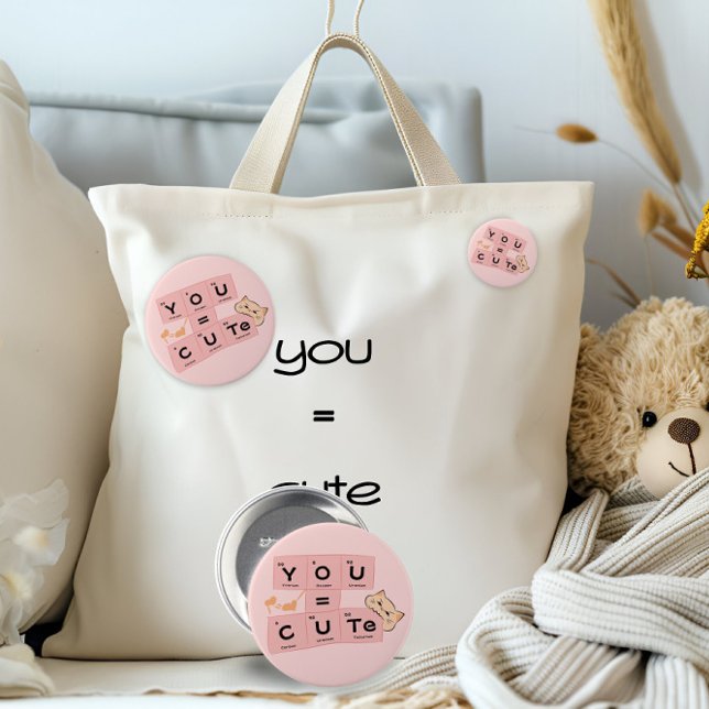 Bóton Redondo 2.54cm Você = Fofo | Botão de Gato Bonito (Criador carregado)