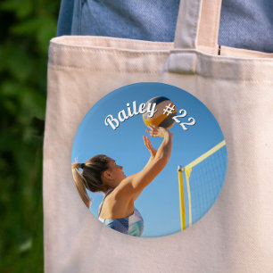 Bóton Redondo 2.54cm Volei de Dia de Jogo Personalizado Nome Número Fot