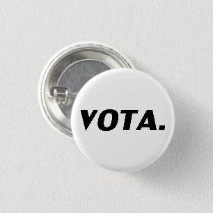 Bóton Redondo 2.54cm Vota vota em espanhol branco negro político modern