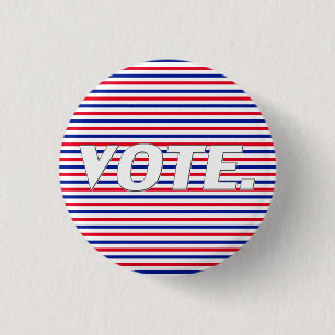Bóton Redondo 2.54cm Votar a tipografia moderna com listras brancas ver