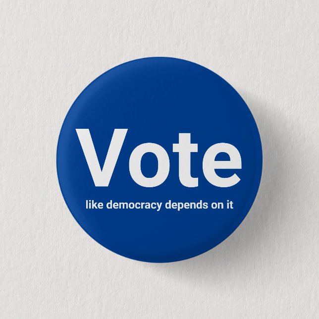 Bóton Redondo 2.54cm Votar como democracia depende de branco e azul (Frente)