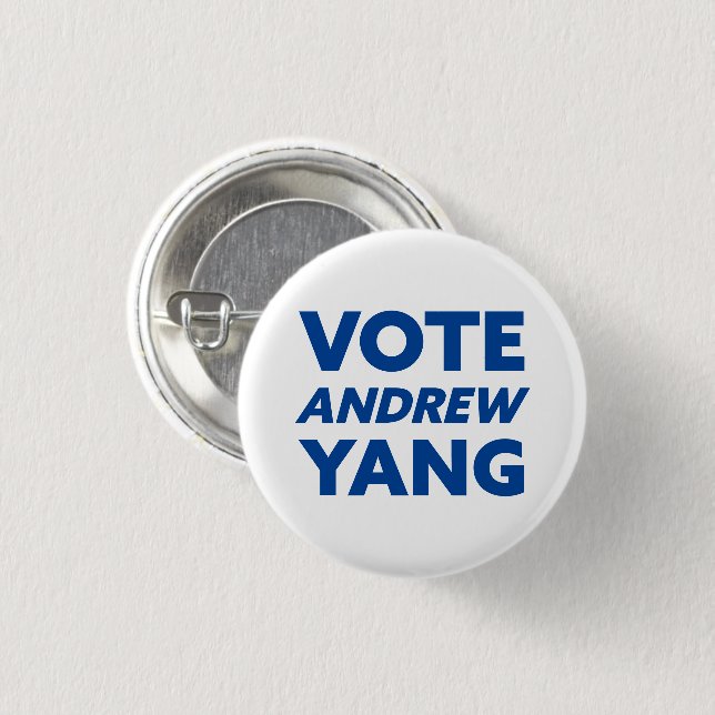 Bóton Redondo 2.54cm Vote Andrew Yang Nova Iorque Mayor White (Frente & Verso)