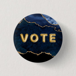 Bóton Redondo 2.54cm Voto Dourado Azul Geodo