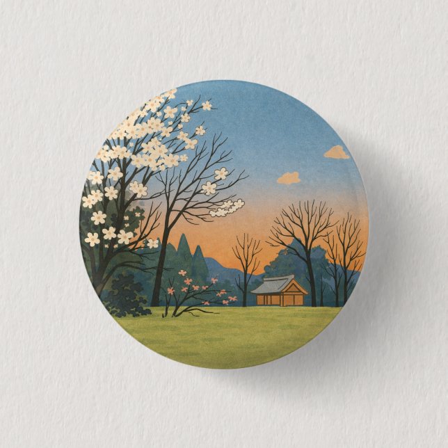 Bóton Redondo 2.54cm Wa – Japanese Landscapes – Quiet Countryside (Frente)