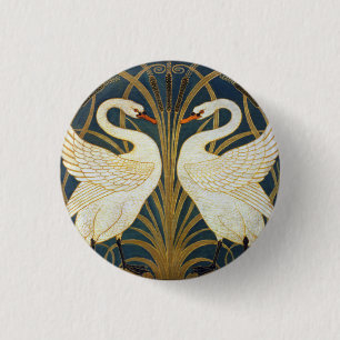 Bóton Redondo 2.54cm Walter Crane - Swan, Rush E Iris Art Nouveau